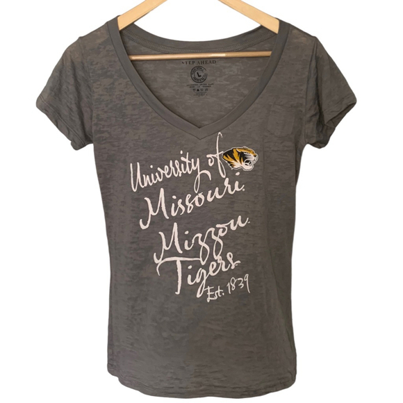 STEP AHEAD UNIVERSITY OF MISSOURI Mizzou‎ Tigers Short Sleeve Shirt Women Large - Picture 1 of 9